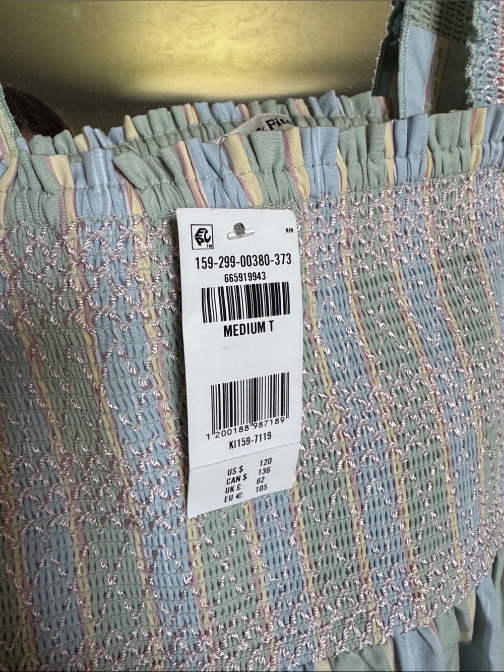 Abercrombie & Fitch Pastel Striped Midi Skirt/Dress in Blue, Mint & Cream - Picture 2 of 6